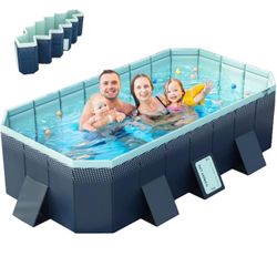 Folding pool, non-inflable pool for children, adults and pets, large portable children's pool for outdoor garden, 116 x 65 x 22 inches