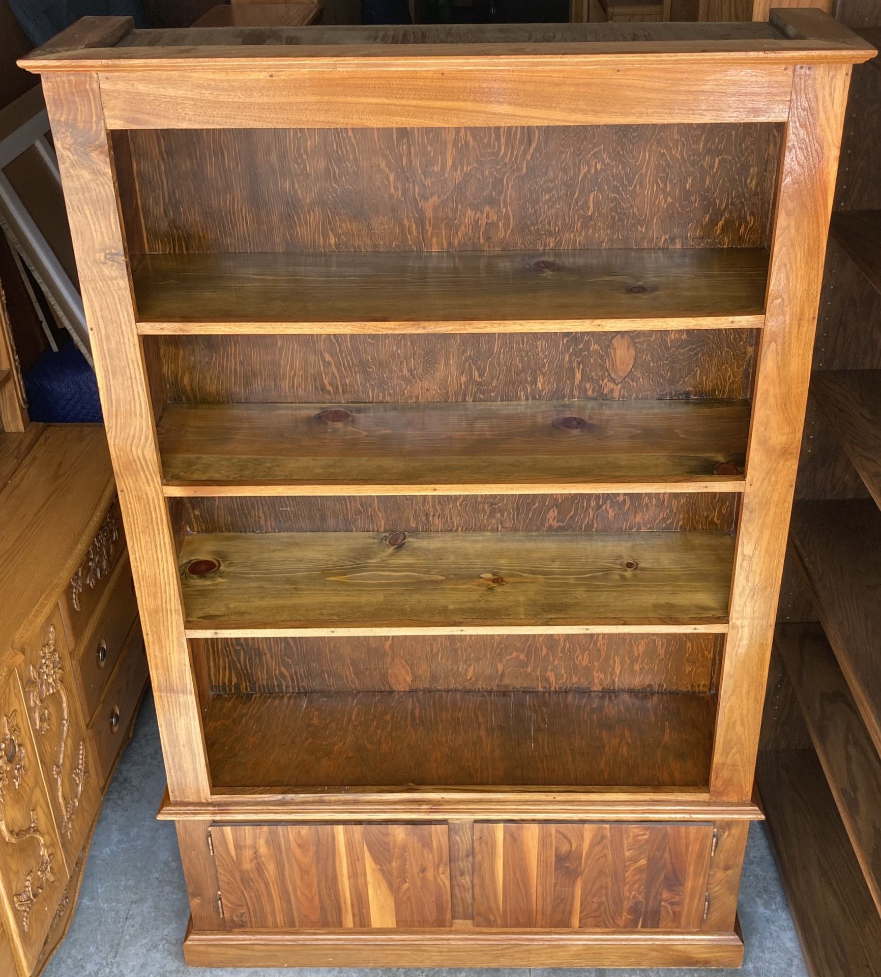 Solid Wood Bookshelf Storage Display Case with Cubby