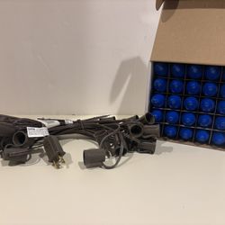 Novelty Lights String w/C9 Blue Bulbs And Brown Wire 25' (Lot Of 10)
