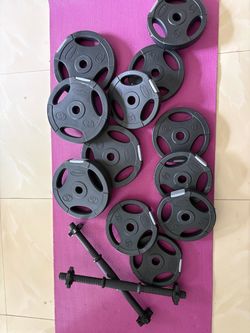 Vivitar Rubber Weight Plates Set with Dumbbell Handles