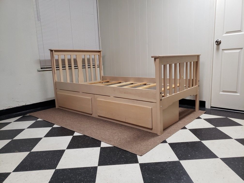 Twin size captains bed frame - can DELIVER almost anywhere for $20 extra - please see all photos and read everything 🙂