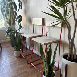 Matching Minimalistic 1960's Orange  Barstools
