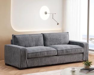 Corduroy Sofa with Sleek Design, Spacious and Comfortable 3 Seater Couch for Living Room, Ideal for Entertainment and Cozy Moments, Large, Grey