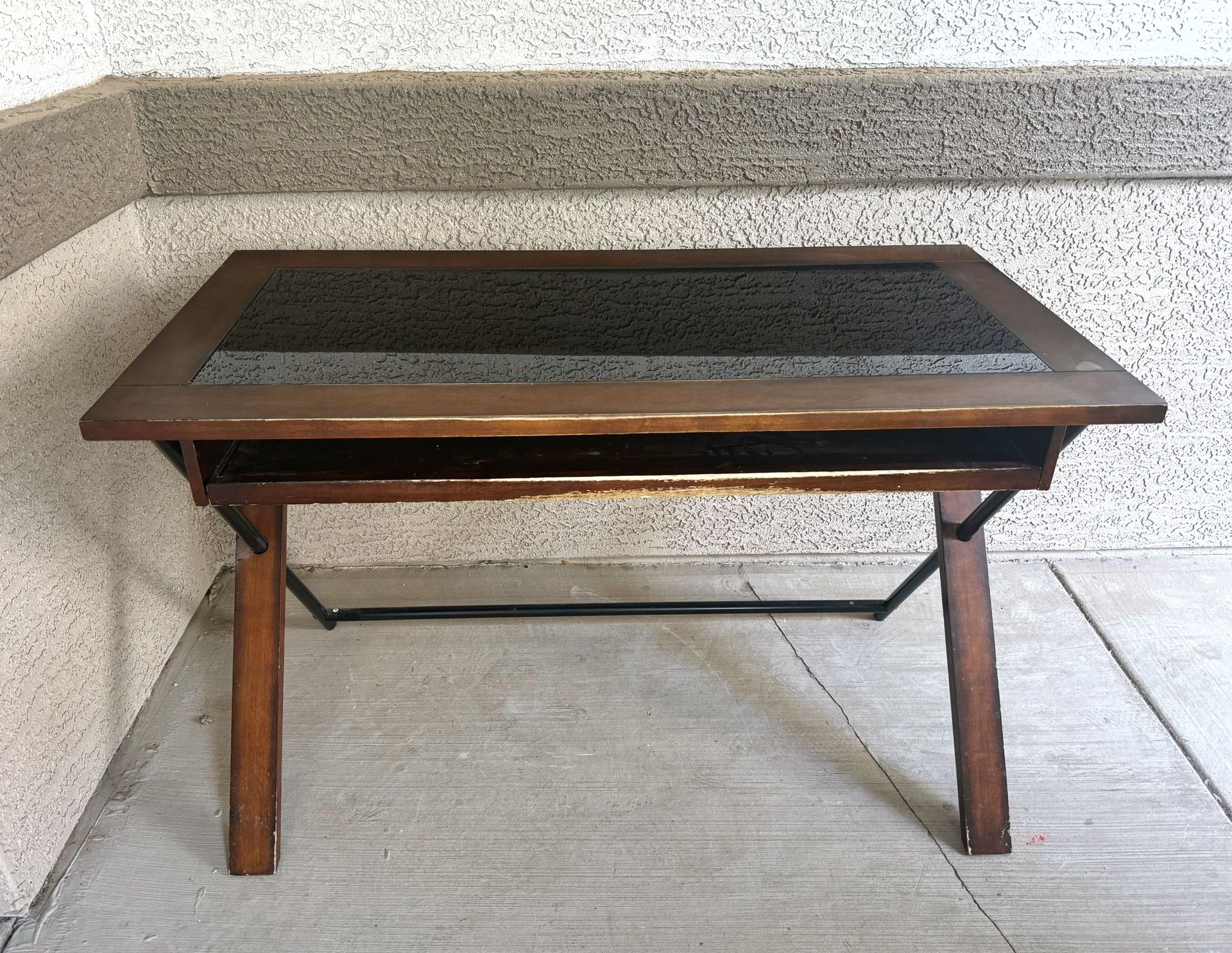 Whalen Glass Top Wood Computer Desk