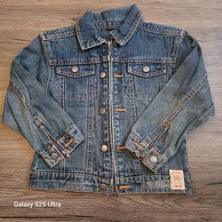 Boy's Calvin Klein Denim Jacket W/Zipper Embroidered Button Pockets Size 4/5