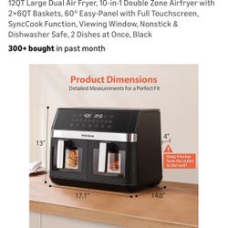 Brand New : 12QT Large Dual Air Fryer