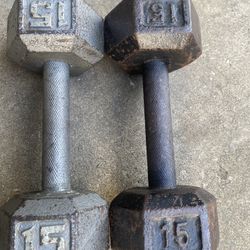 Pair Of 15 LB Dumbbells 