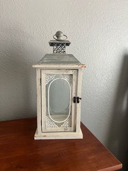 Rustic White Wood Candle Lantern