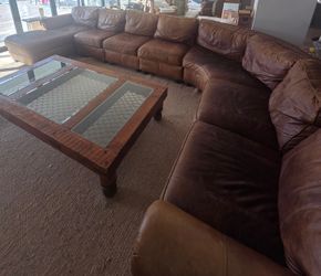 Large sectional leather couch