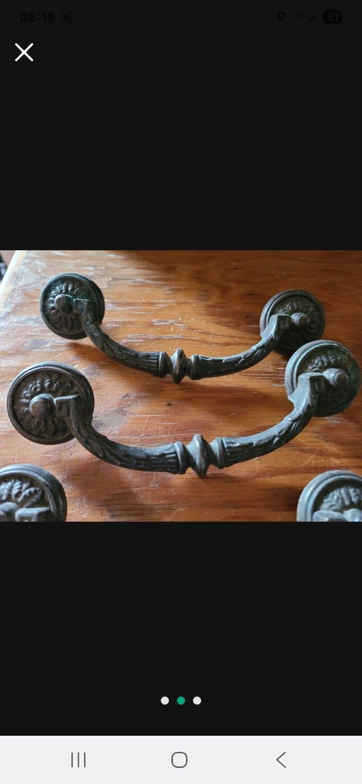 2 Vintage Drawer Pulls Approximately 5.5" Between The Holes