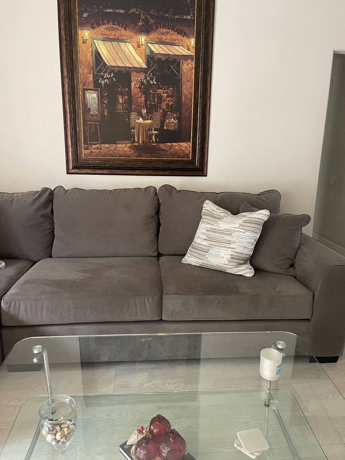 Living Spaces Special Order Delano Charcoal RAF Sofa