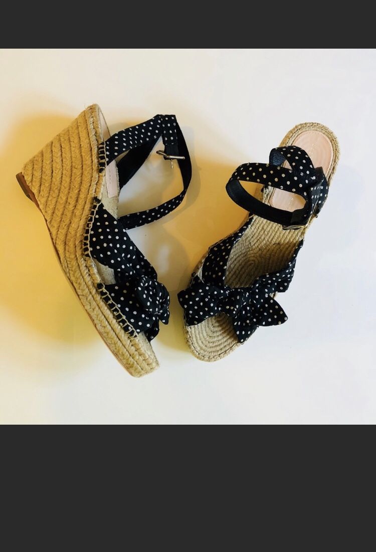 $295 Loeffler Randall Tessa knotted polka dot cotton espadrille
