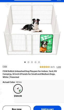 FXW Rollick Unleashed Dog Playpen for Indoor, Yard, RV Camping, 32 inch 8 Panels for Small and Medium Dogs, White