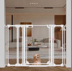 40" Extra Tall Clear Acrylic Panel, Double-Lock, Pressure/Hardware Gate, White