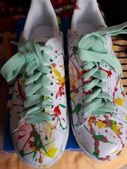 Brand new never opened still in box Adidas Stan Smith custom shoes size 5.5