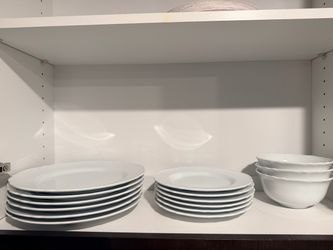 Moving sale!! IKEA white porcelain plates (large and small) and bowls set of six!
