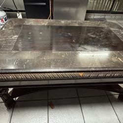 Mesa De Madera Y Mármol 