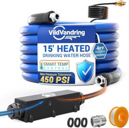 Water Hose for RV - Heated Drinking Water Hose with Energy-Saving Thermostat, Water Line Freeze Protection Down to -40°F/-40°C, Heated Garden Hoses wi