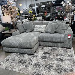 SECTIONAL WITH CHAISE, GREY, COZY SOFT FABRIC MEMORY FOAM [NEW]