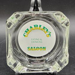 Vintage Glass Ashtray Charley's Saloon - Massachusetts Collectable