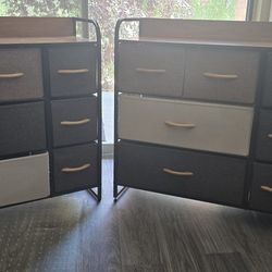 Two Matching Fabric Drawer Dressers - Great Condition