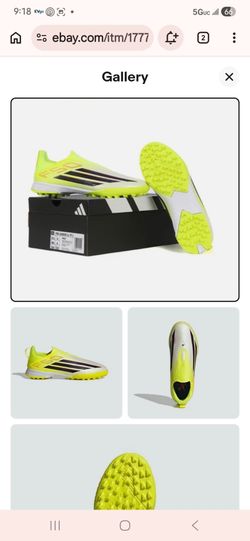 adidas Kids' F50 League Laceless Turf size 2 neon yellow