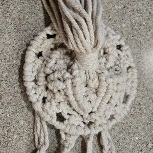 Lot Of 3 Woven Braided Cream Colored Planter Beaded Wall Hanger