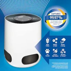 Clorox HEPA 3-Speed White True HEPA Air Purifier ENERGY STAR Covers, 200-sq ft