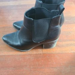 Black Leather Booties Size 8.5