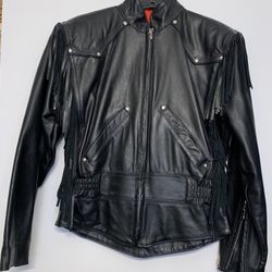 ** MINT Condition ** Vintage 90’s Harley Davidson Womens Leather Jacket, Fringe, XS (fits Size 8)