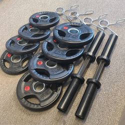 Brand New Loadable Olympic Adjustable Dumbbell Handles + 66 Lbs Weight Plates, Home Gym Equipment 