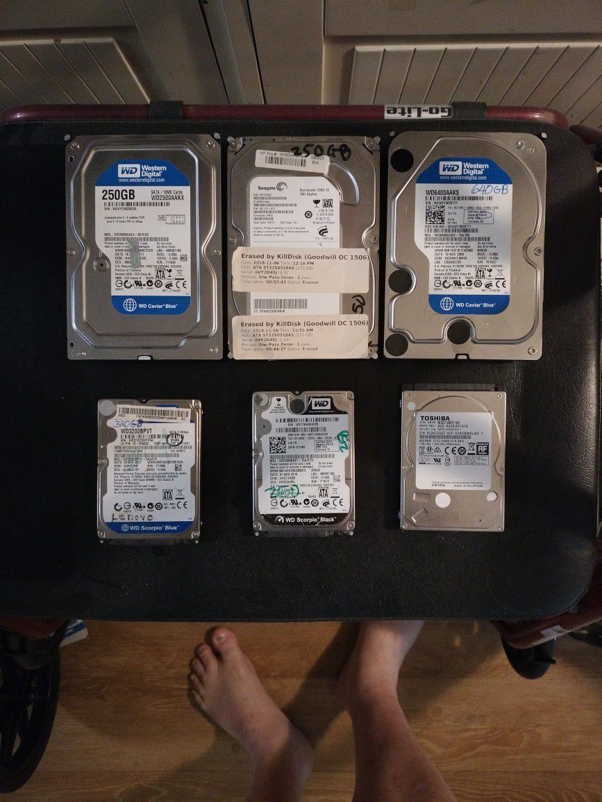 I Have Five Hard Drives Left For A Laptop Computer They Are SATA And Desktop PC Computer .