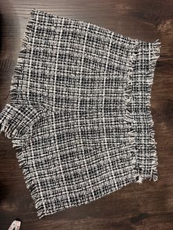 Black and White Tweed Mini Skirt