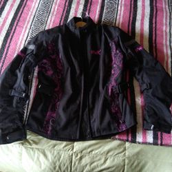 Women's size LG Motorcycle Jacket (Black and Pink)