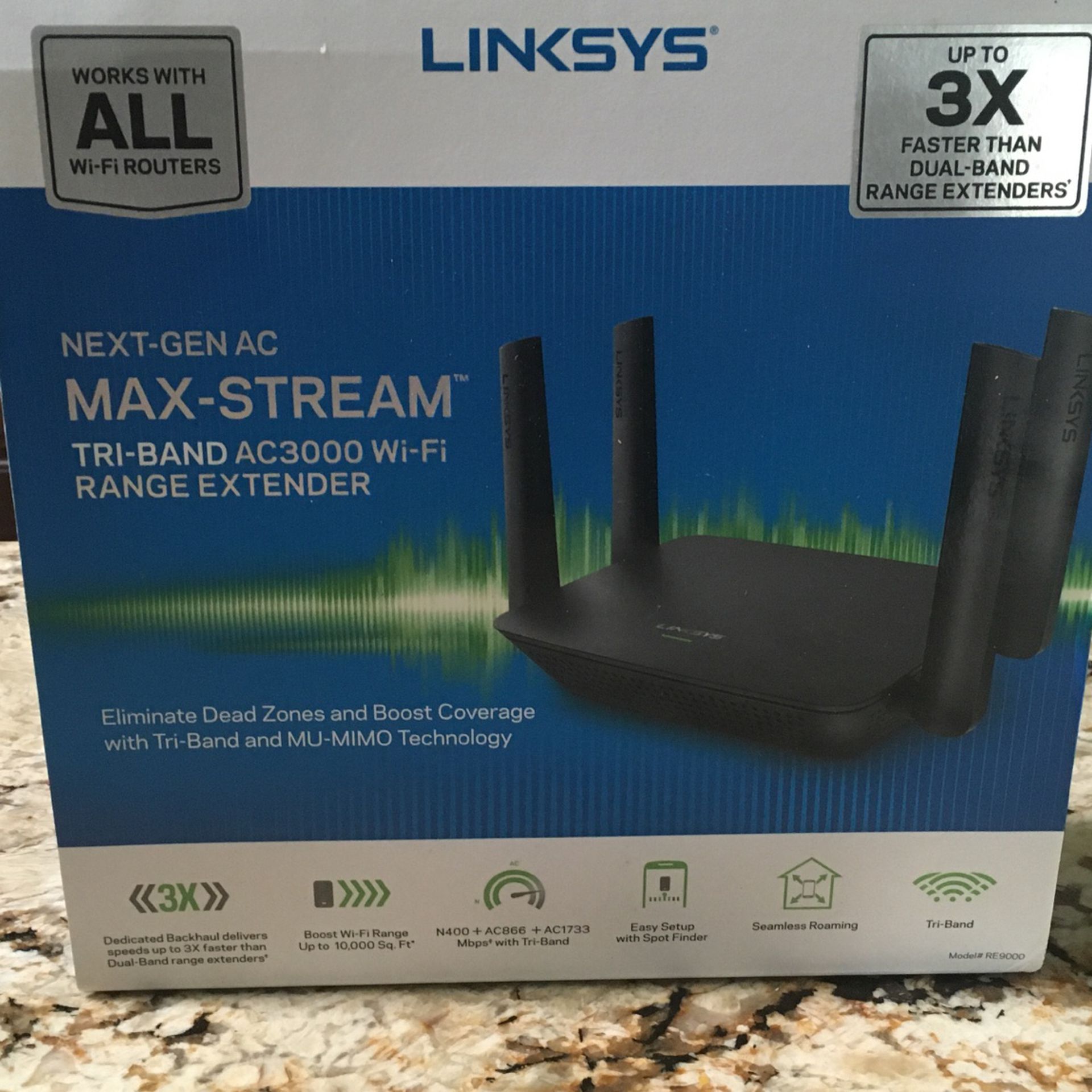 LINKSYS Tri-Band Wi-Fi Extender AC3000