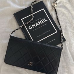 Authentic CHANEL Lambskin Matelasse wallet on chain crossbody bag