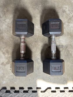 15lb rubber dumbbells-Pair