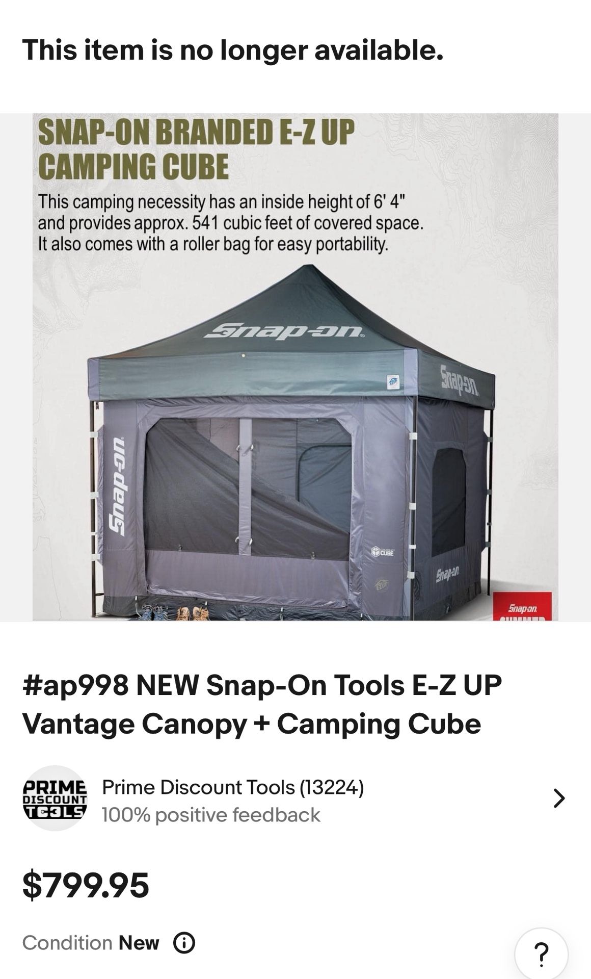 Snap On Snap-on Canopy Tent Camping Cube Outdoors