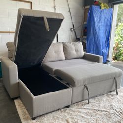 Sofa with pull-out bed and storage, super clean
