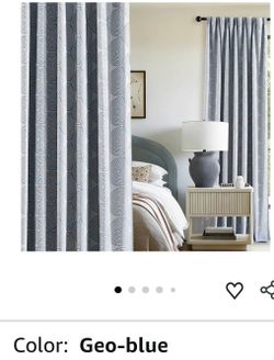 Randall Blue Geometric Pattern Curtains 36"W x 95"L, 2 Pcs.