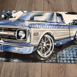 Metal poster Chevrolet 1985 pickup truck 12x18 inch hard to find 