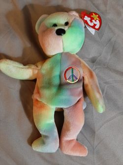 TY Rare peace bear beanie baby