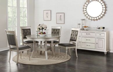 Dining set 5 pc Champagne silver finish, New Especial price 