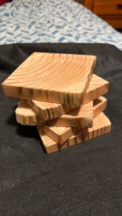Real wooden (cut from fir) coasters 5 bundle