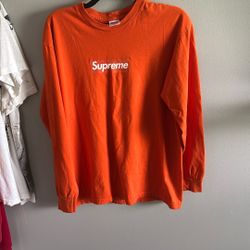 Supreme Orange Long Sleeve Box Logo Authentic
