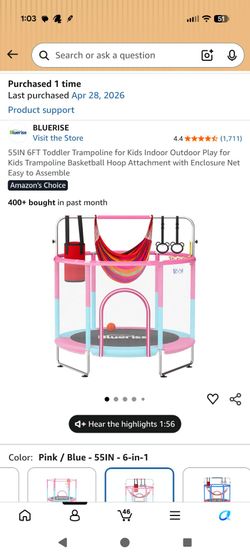 Amazon kids Trampoline 55 inch