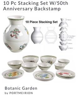 Brand New Portmeirion Botanic Garden 50th Anniversary 10pc Stacking Set