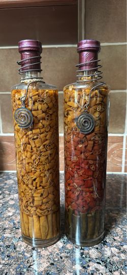 Decorative Preserved Chili Pepper Glass Bottles 15” tall Sealed
