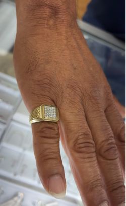 14k Gold Yellow Pave CZ Square Halo