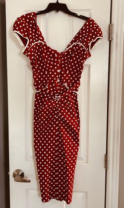 Vintage Red White Polka Dots Dress
